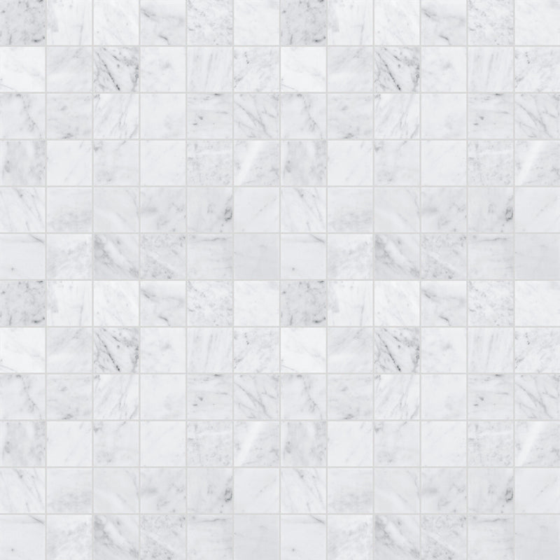 2x2 Italian Carrara Grande Polished Carrara Marble Mosaic