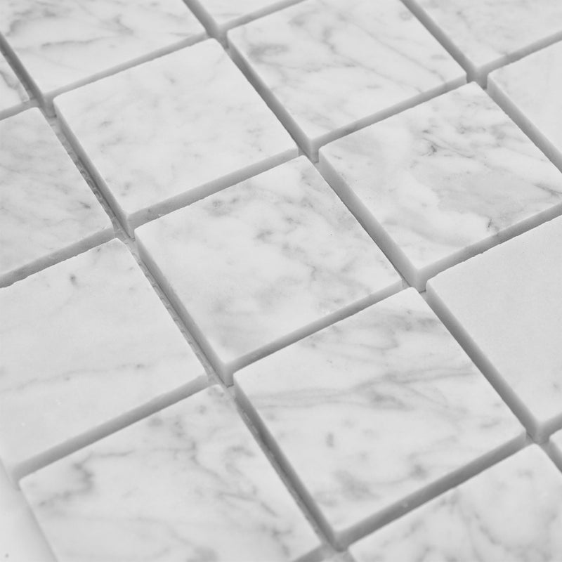 2x2 Italian Carrara Grande Honed Carrara Marble Mosaic
