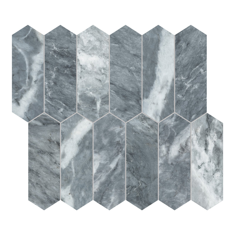 2X6 Hydro Gray Picket  Brushed Marble Mosaic