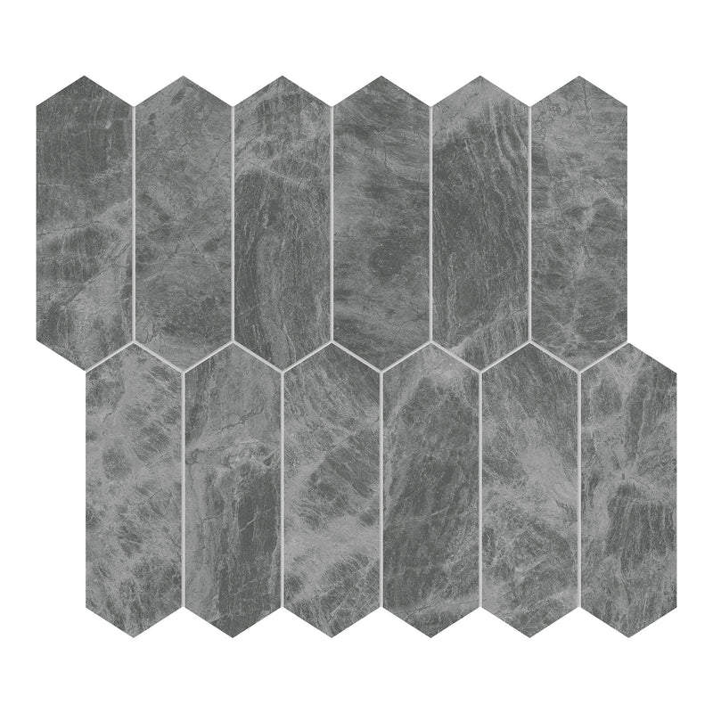 2X6 Mystery Grey Picket Brushed Marble Mosaic
