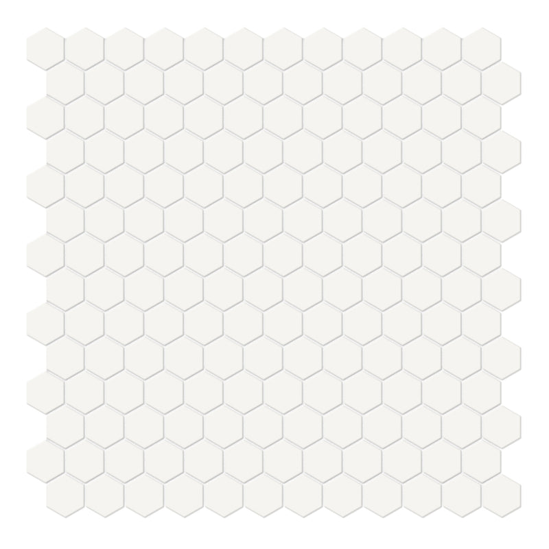 1" Architek White Hexagon Matte Glazed Porcelain Mosaic