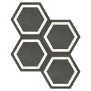 7x8 Hexagon Format Black Porcelain Matte Tile