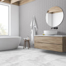 24x48 Watercolor White Polished Porcelain Tile