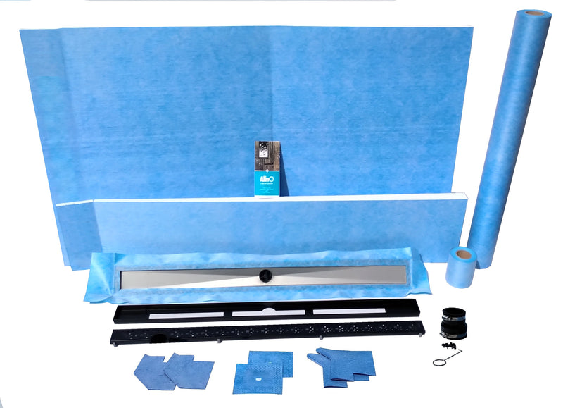 48x60 Linear Shower Kit w/ 42" Black Wall Drain Final Sale