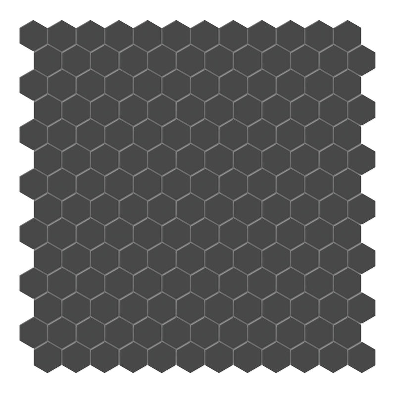 1" Architek Hexagon Black Matte Glazed  Porcelain Mosaic