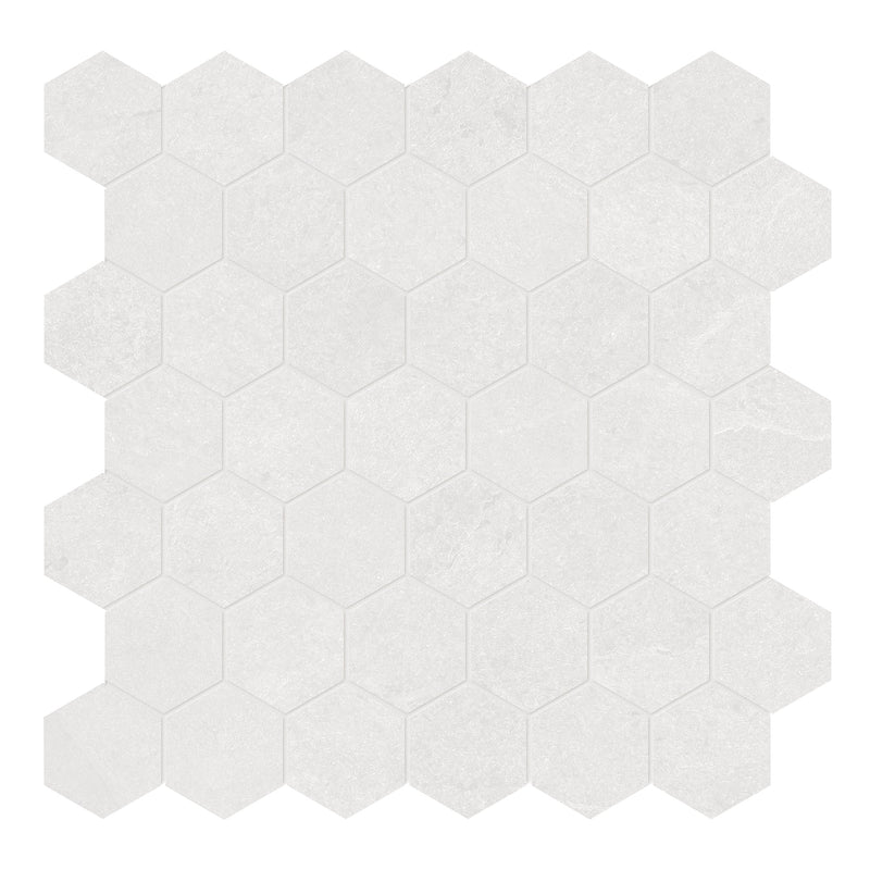 2" Hexagon Nevado Light Grey Porcelain Matte Mosaic