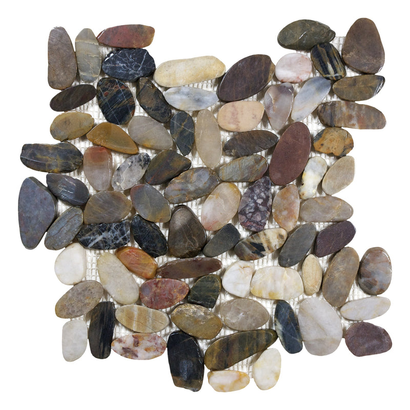 Flat Pebble Spa Multi Color Stone Polished Mosaic