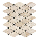 Clipped Diamond Emilia Beige Marble Honed Mosaic
