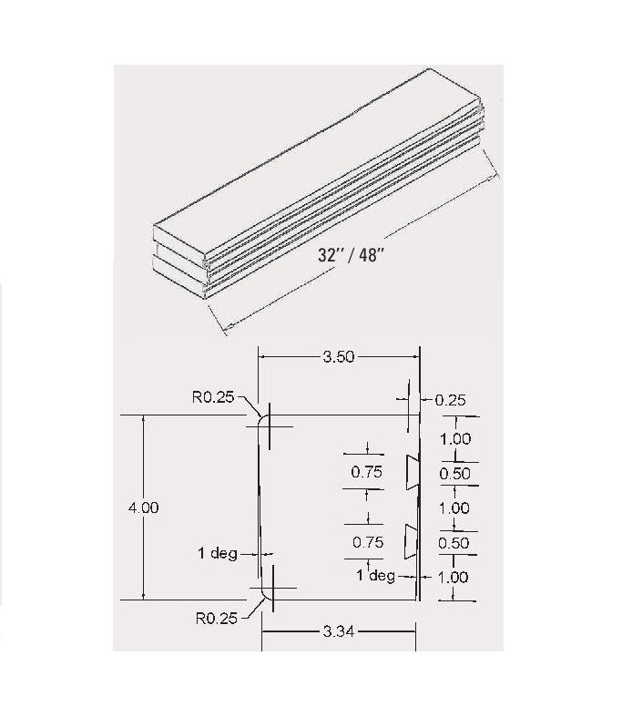 3.5x4x32 Shower Curb Bonded with Membrane Final Sale
