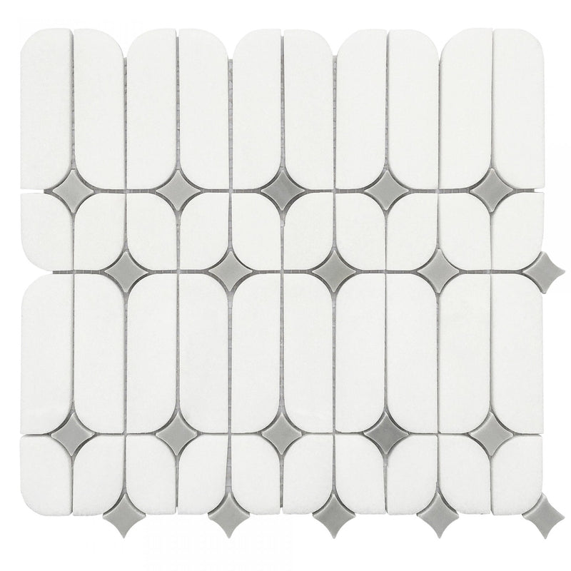 Artistic Capsule White Marble w/ Grey Star Polished Mosaic Final Sale