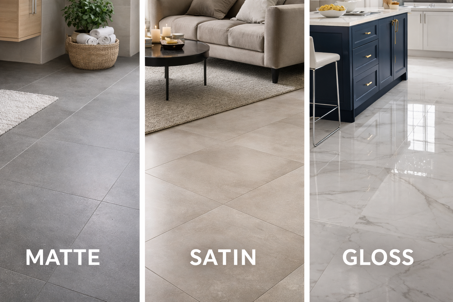Matte vs Gloss vs Satin Tiles: How to Choose the Right Finish