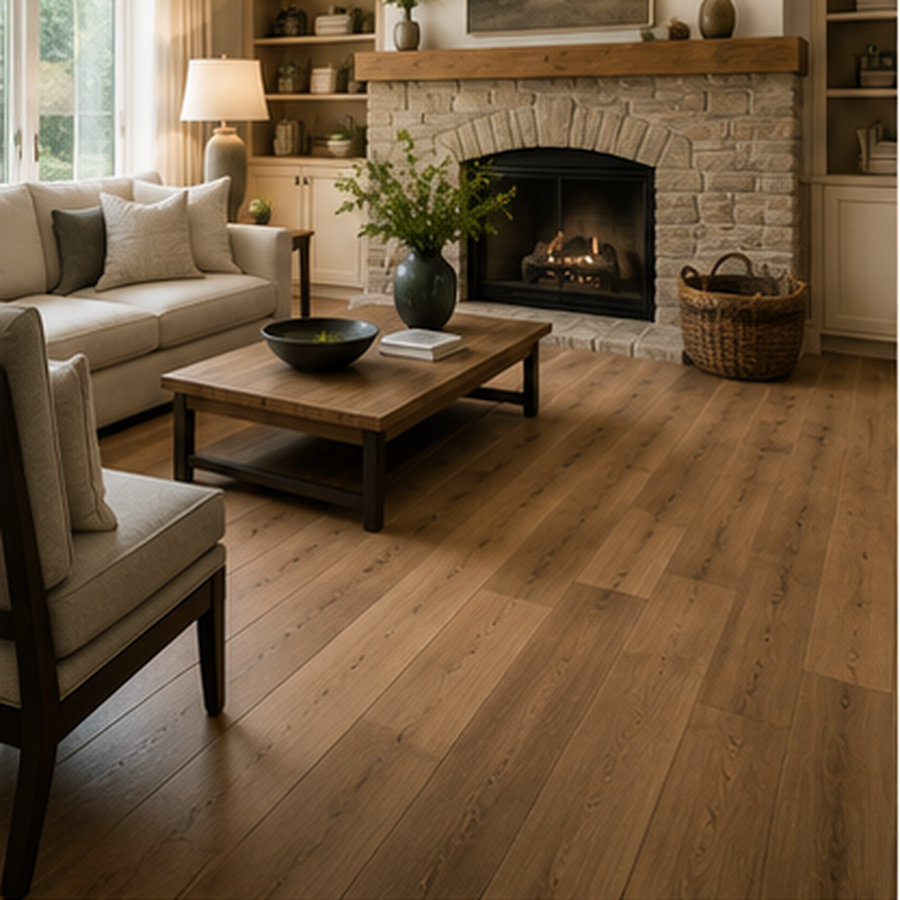 Warm stone look tile in an established Burlington home