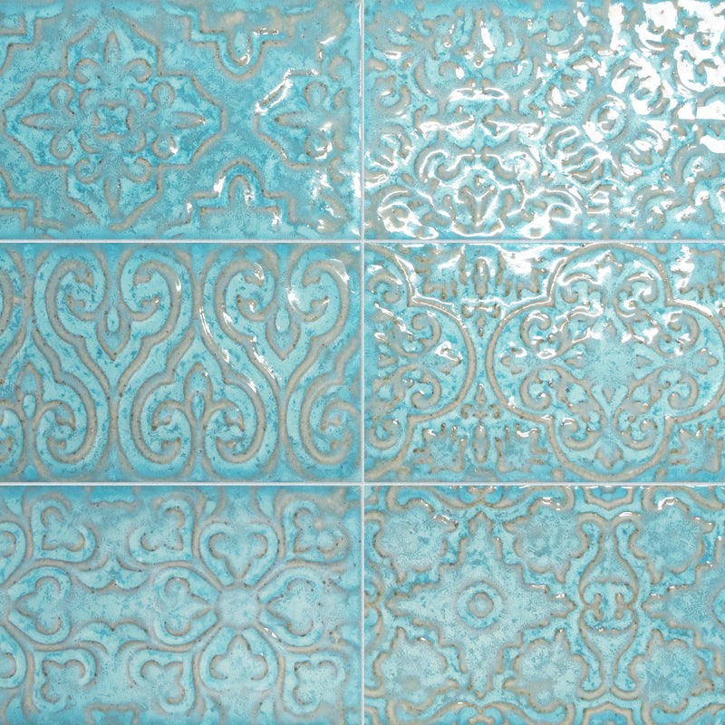 4.4x8.8 Zurbaran Aguamarina Polished Porcelain Wall Tile