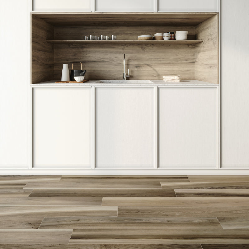 8x48 Elitwood Light Brown Porcelain Matte Tile