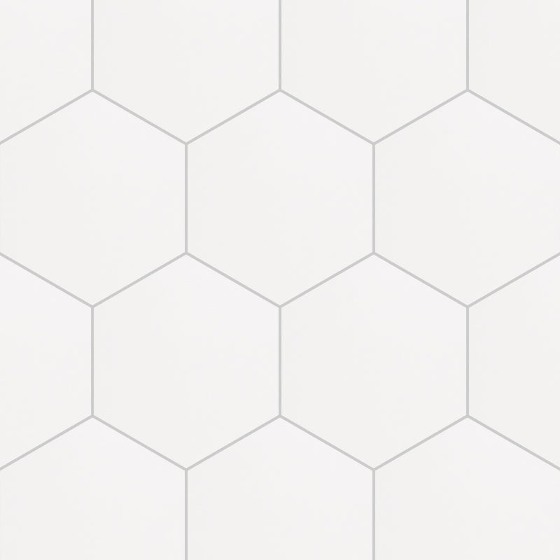 10x10 Solid Hexagon Super White Matte Porcelain Tile Final Sale