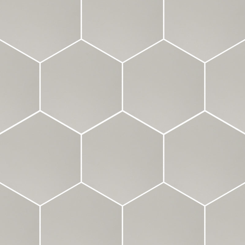 10x10 Solid Hexagon Light Grey Matte Porcelain Tile Final Sale