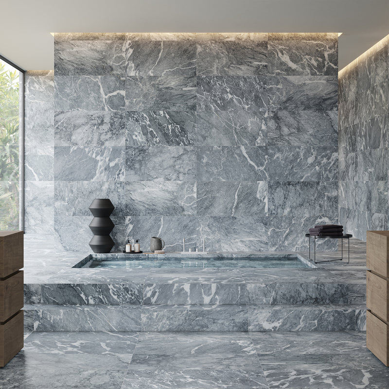 18x36 Hydro Gray Brushed Marble Tile