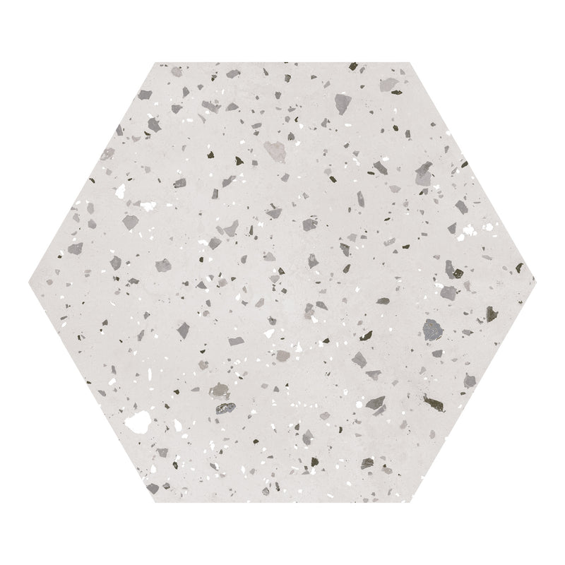 19x22 Hexagon Confeti Grey Matte Porcelain Tile