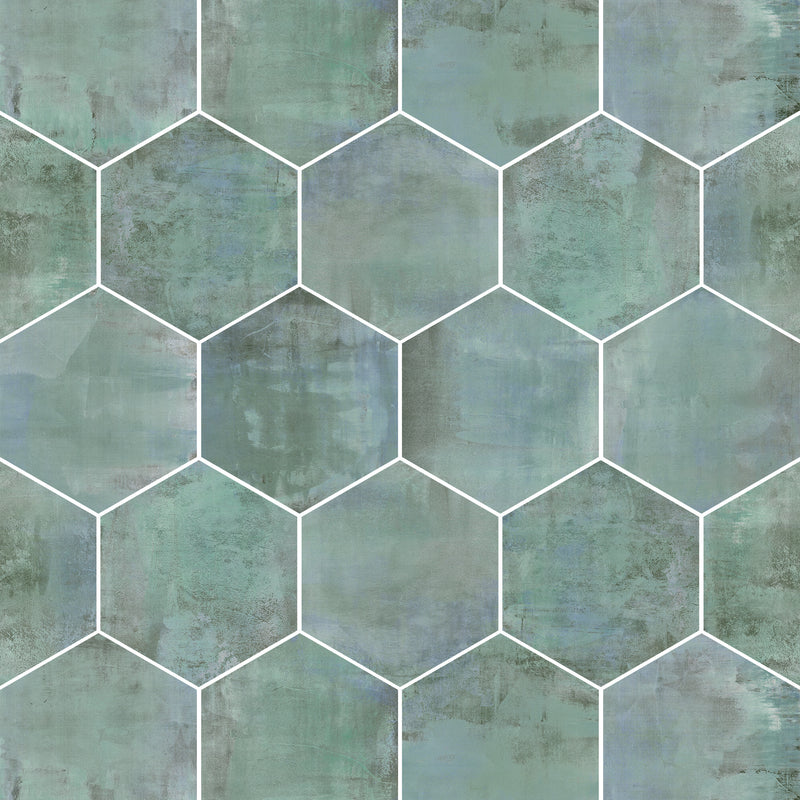 19x22 Hexagon Vessel Teal Matte Porcelain Tile