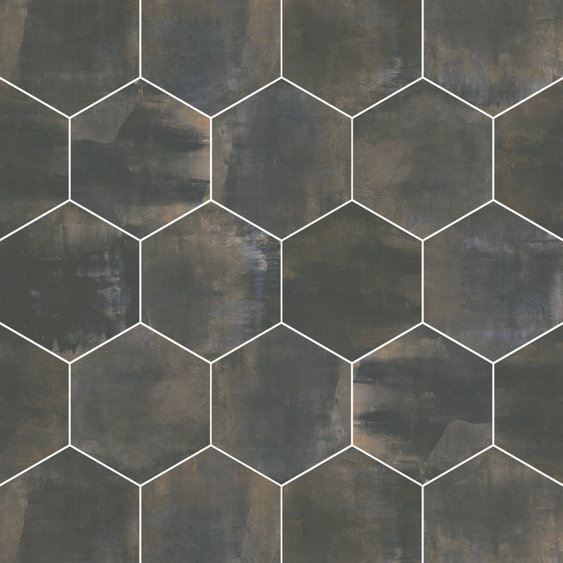 19x22 Hexagon Vessel Black Matte Porcelain Tile