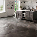 19x22 Hexagon Vessel Black Matte Porcelain Tile