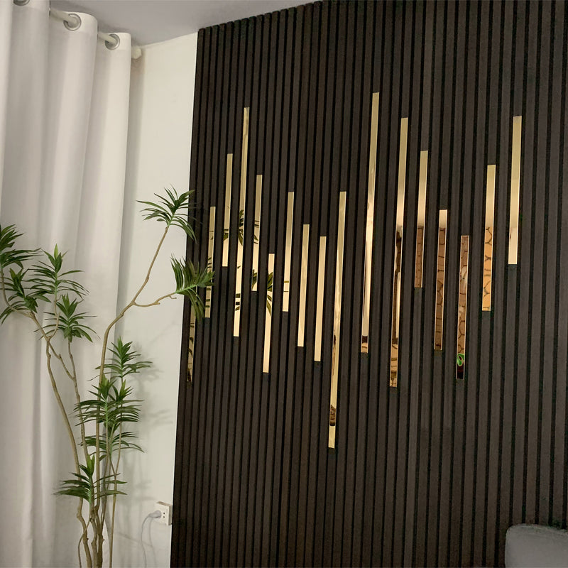 24x118 Smoked Oak Veneered Slat Acoustic Wall Panel (600x3000 mm)