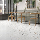 24x24 Blesle Terrazzo White Porcelain Tile