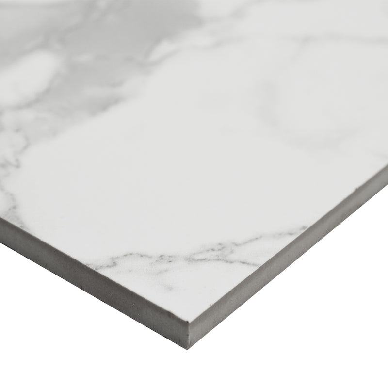 24x24 White and Grey Glazed Polished Porcelain Tile (8 mm)