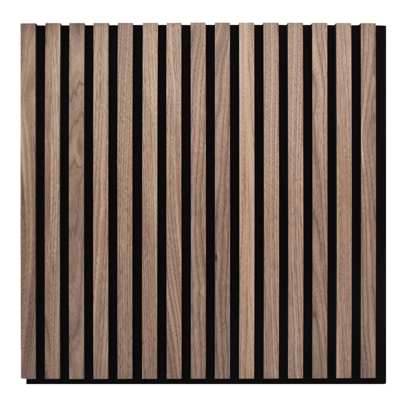 24x24 Walnut Veneered Slat Acoustic Wall Panel (600x600 mm)