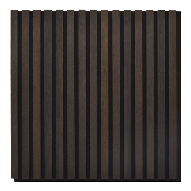 24x24 Smoked Oak Veneered Slat Acoustic Wall Panel (600x600 mm)