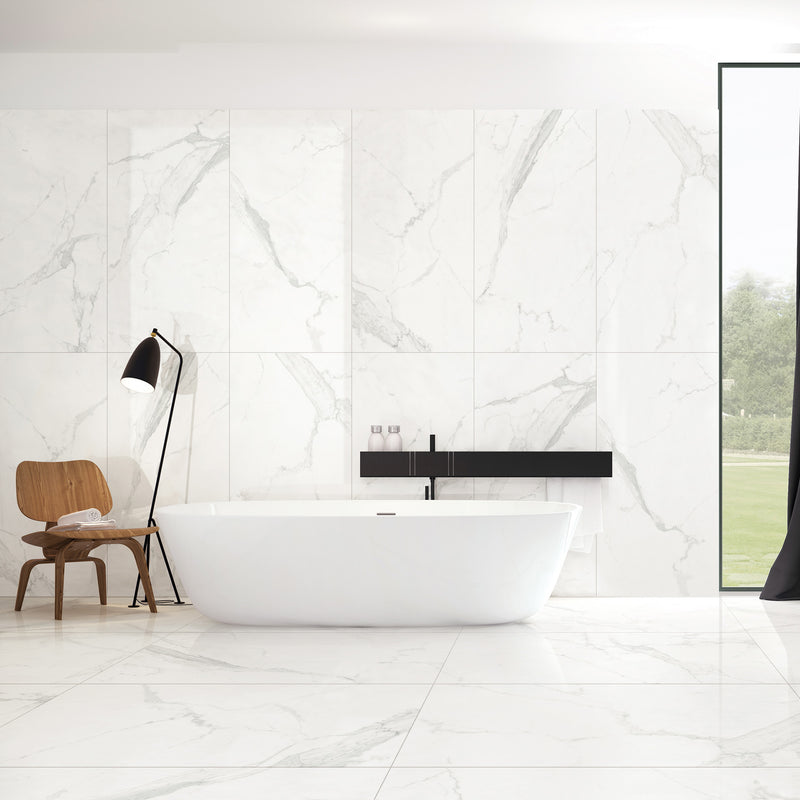 24x48 Classic Bianco Polished Porcelain Tile (33 CT/PA)