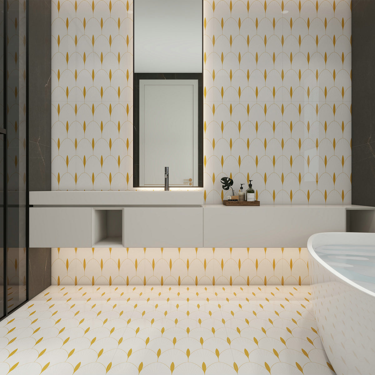 LIOLEAページ 24x48 Gliding White Gold Decor Glazed Porcelain Tile