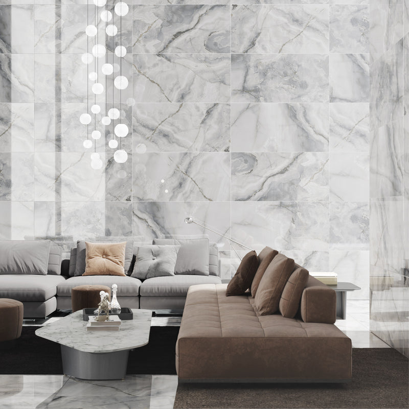 24x48 Eunoia Grey Polished Porcelain Tile