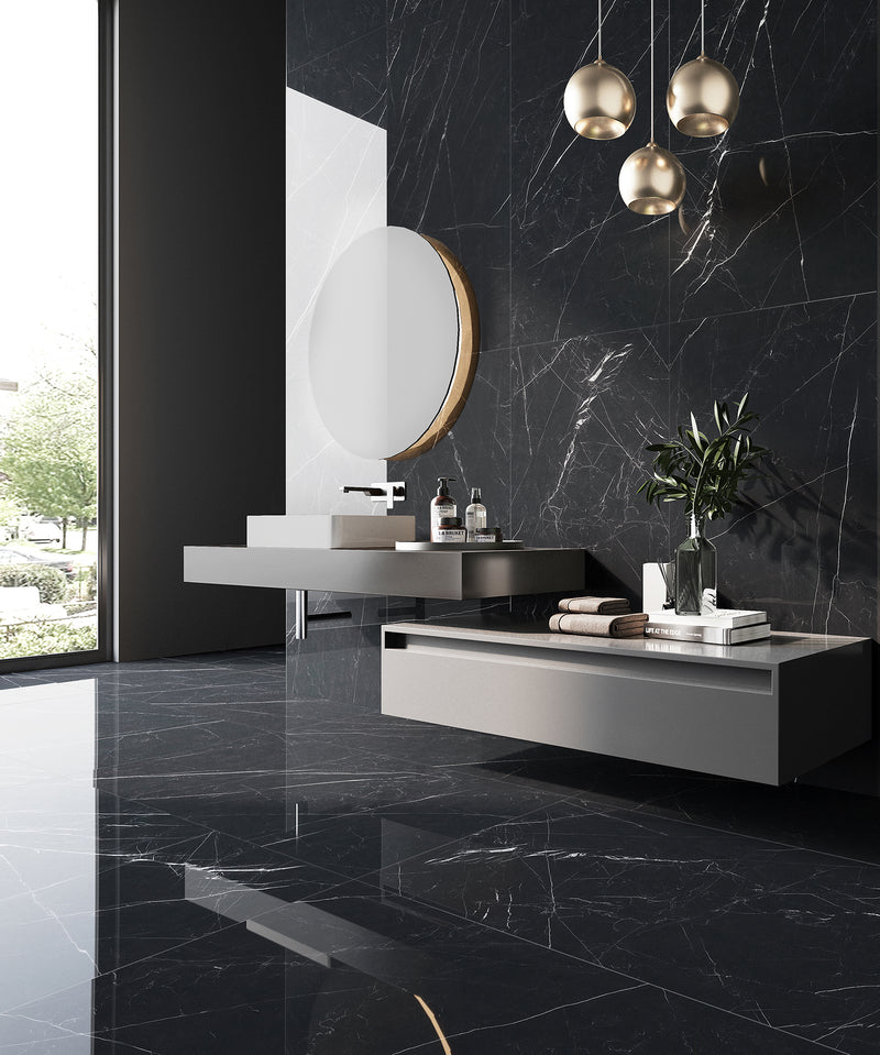 24x48 Markina Black Porcelain Polished Tile (32 CT/PA)