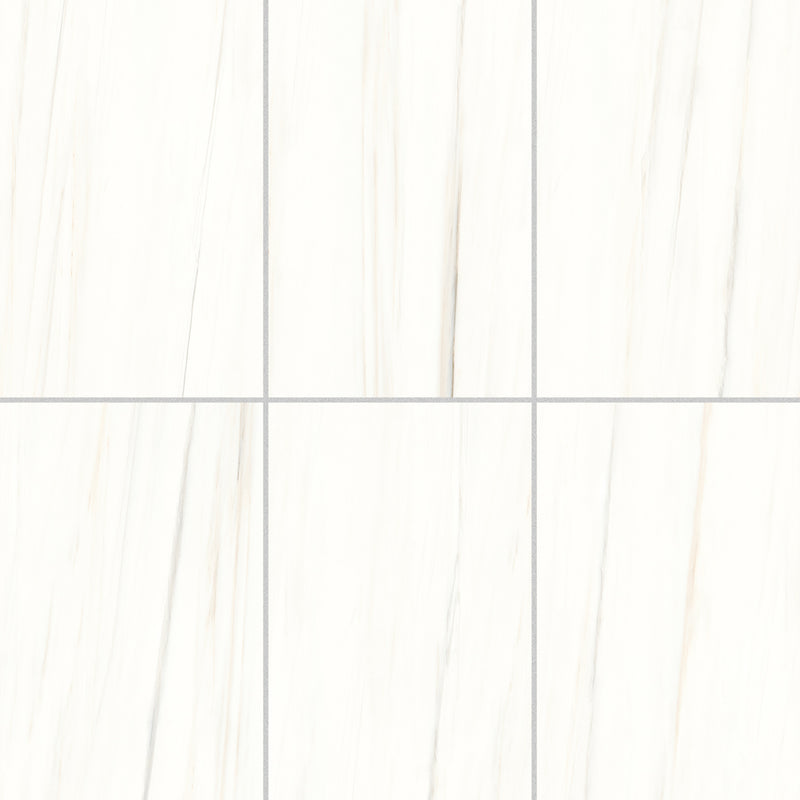 24x48 Bianco Lasa White Polished Thin Porcelain Tile (5.5 mm)