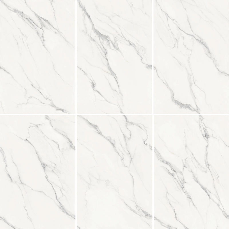 9mm 30x60 Roman Stone White Porcelain Polished Slab Final Sale