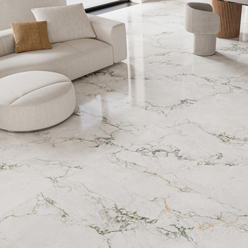 12mm 36x72 Aurora White Porcelain Glazed Slab Final Sale (29 CT/PA)