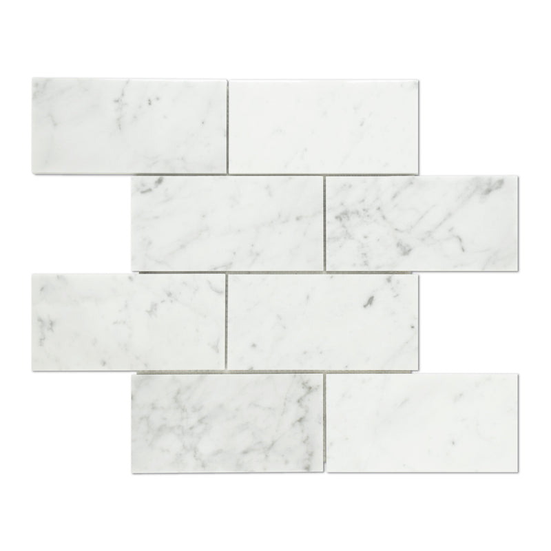 3x6 Italian Playa del Bianco Polished Carrara Marble