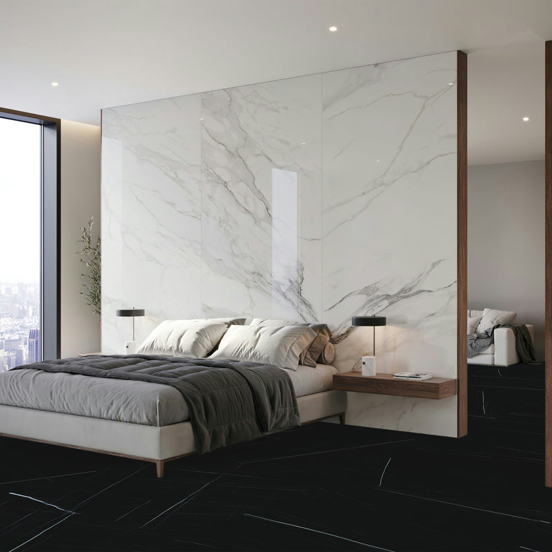 7mm 48x48 Sahara Noir Black Porcelain Glazed Matte Tile