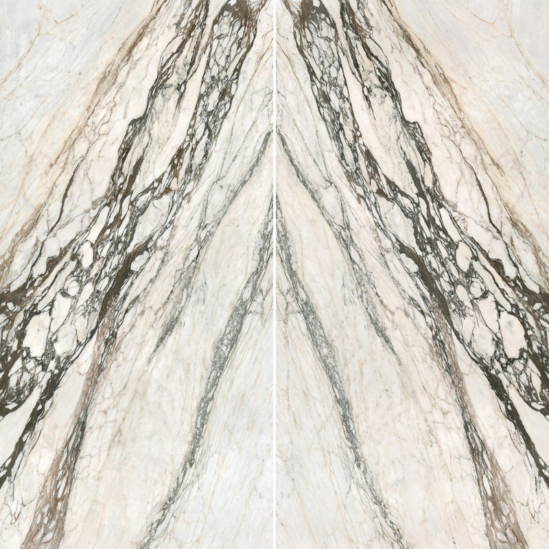 6mm 63x126 Calacatta Picasso Block 32 Bookmatch Cut Polished Rectified Sintered Slab