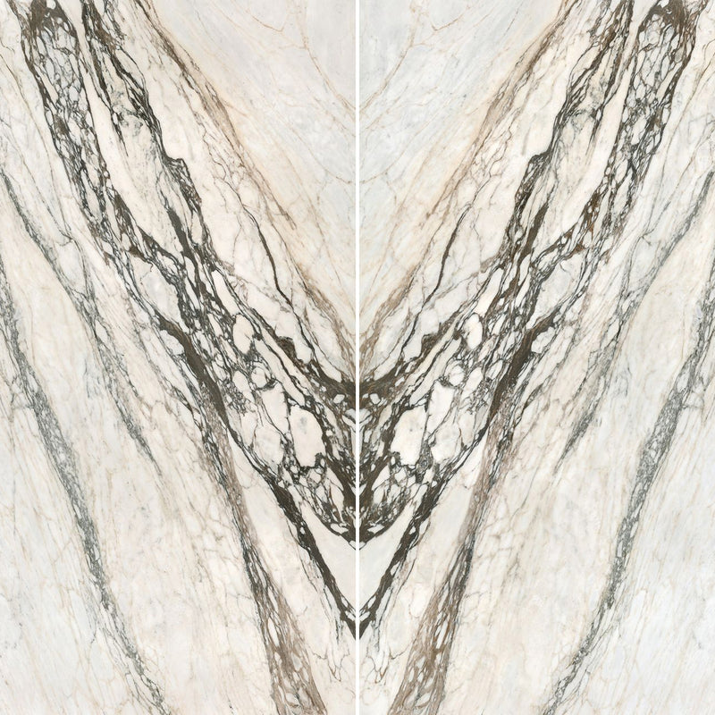 6mm 63x126 Calacatta Picasso Block 32 Bookmatch Cut Polished Rectified Sintered Slab