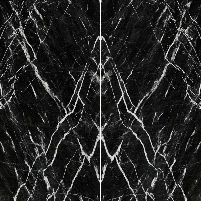 6mm 63x126 Nero Marquina Block 26 Bookmatch Cut Honed Rectified Sintered Slab