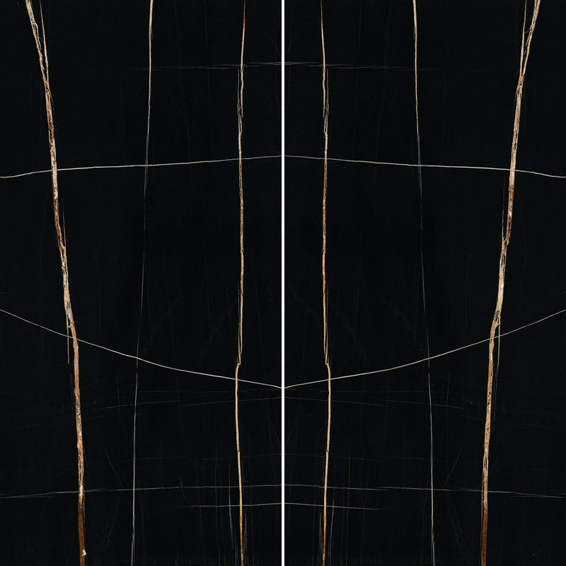 12mm 64x127 Sahara Noir Block 15 Bookmatch Cut Honed Sintered Slab
