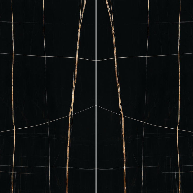 12mm 64x127 Sahara Noir Block 15 Bookmatch Cut Honed Sintered Slab