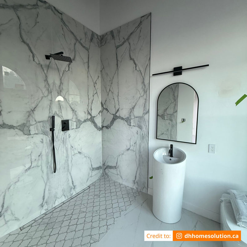 12mm 64x127 Statuario Block 17 Bookmatch Cut Polished Sintered Slab