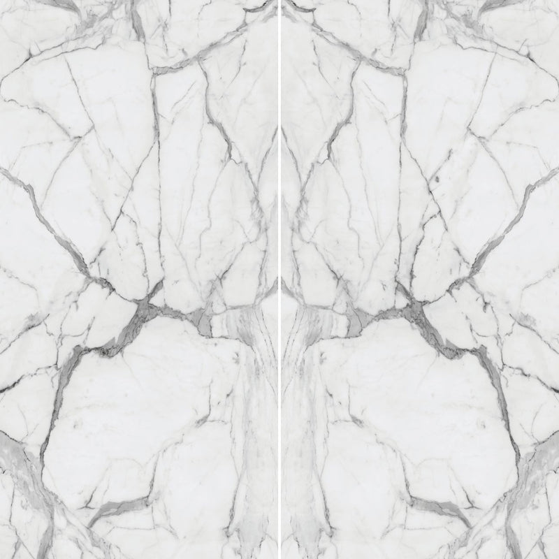 12mm 64x127 Statuario Block 17 Bookmatch Cut Polished Sintered Slab