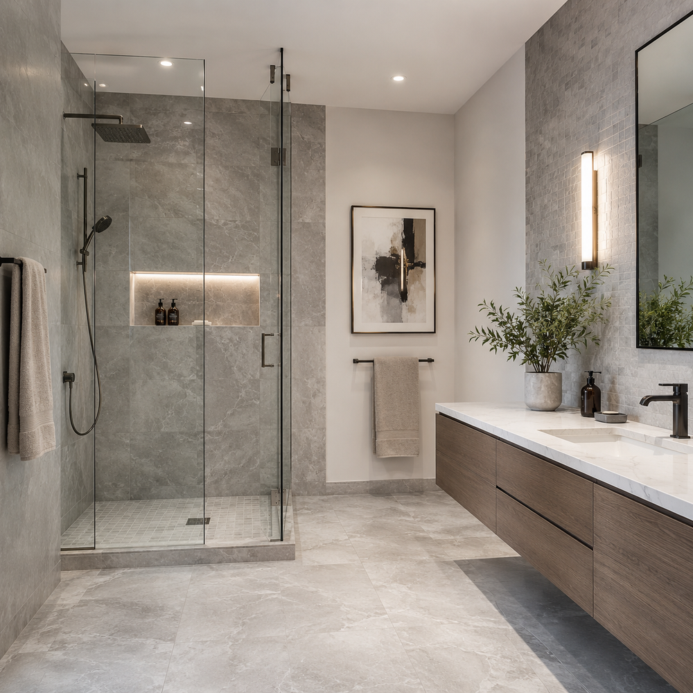 Porcelain ceramic and mosaic tile for Saint John renovations