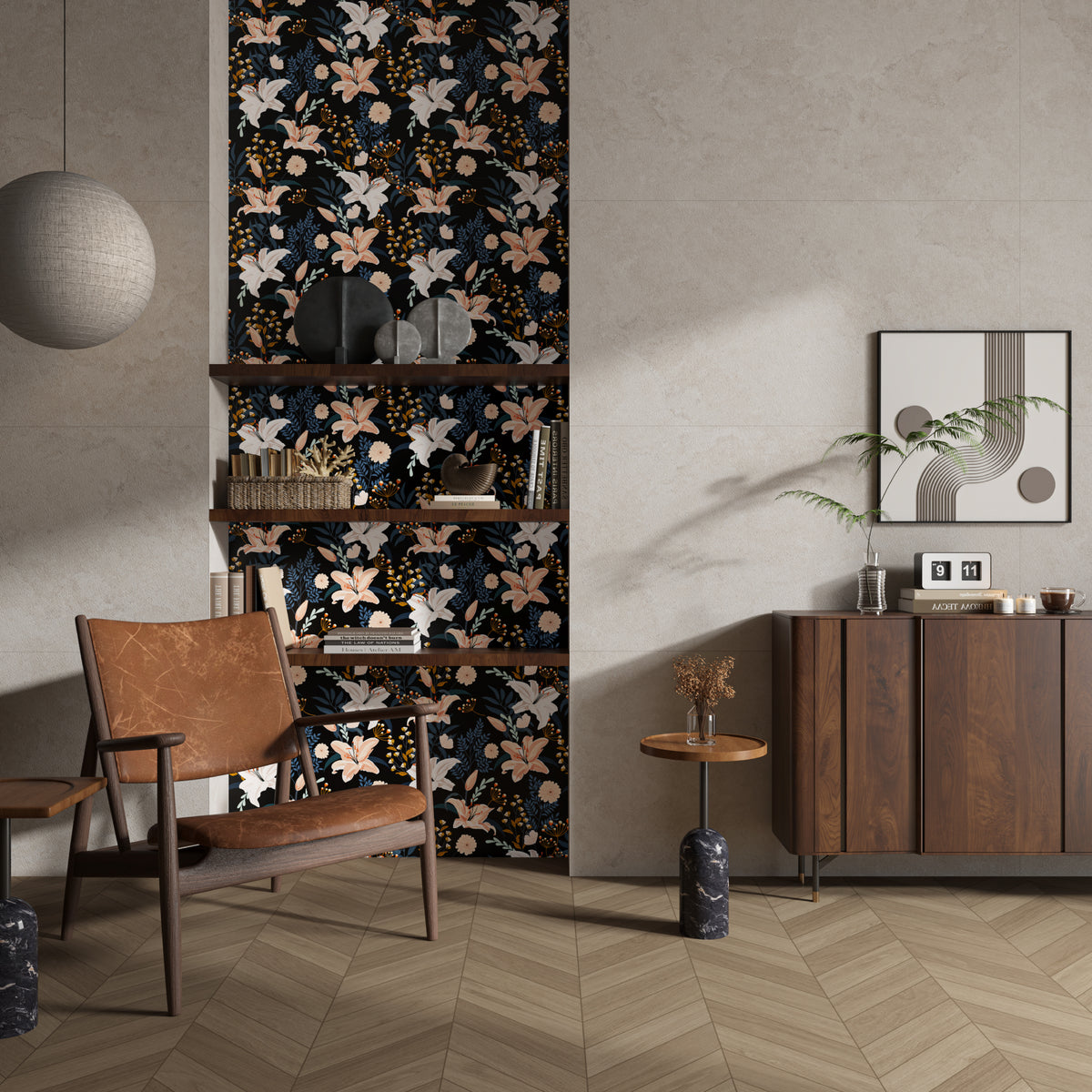 ♡Lilly ♡ 24x48 Lily Fun Dark Decor Glazed Porcelain Tile