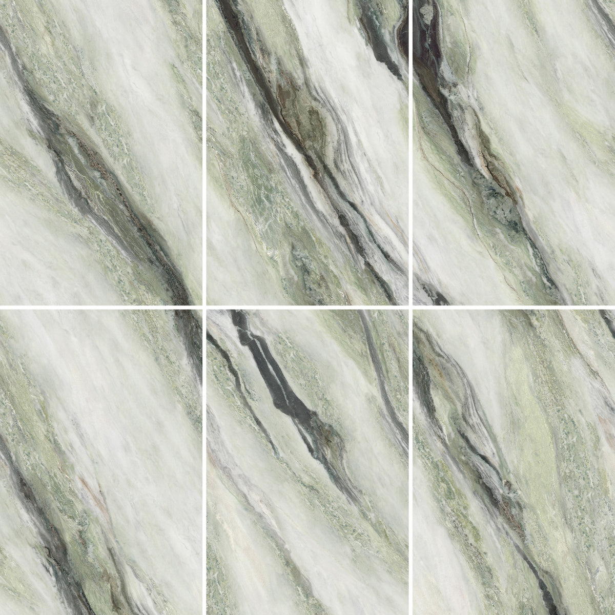 白猫panda 9mm 36x72 Panda Green Porcelain Glazed Polished Slab Final Sale