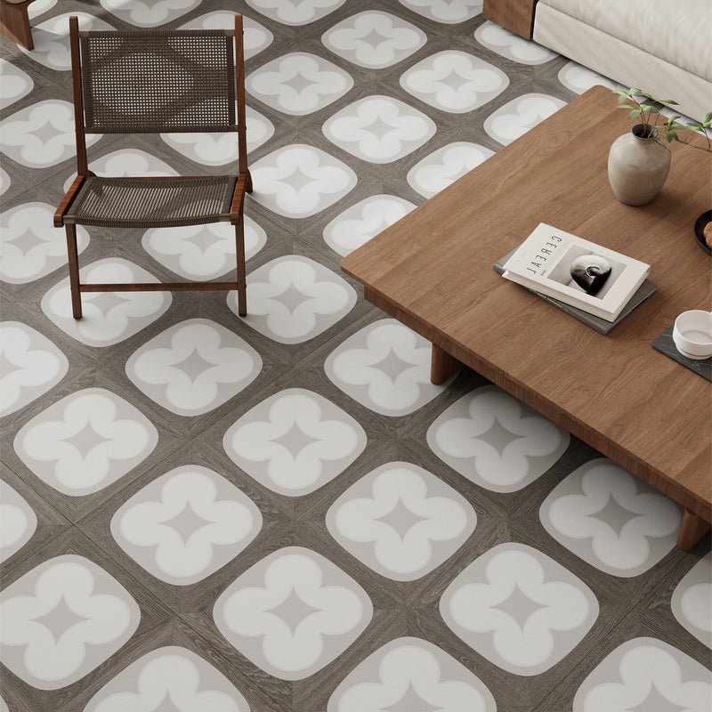 48x48 Versailles Parquet Clover Wooden Look Matte Porcelain Tile